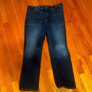 🔥EUC American Eagle Men’s 33x30 Dark Blue Denim Jeans Straight Airflex +